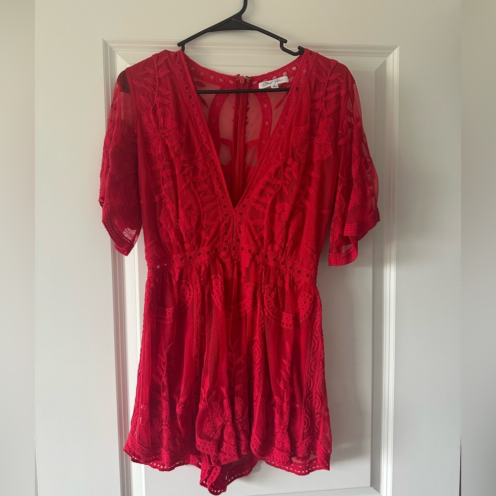 Red Lace Romper